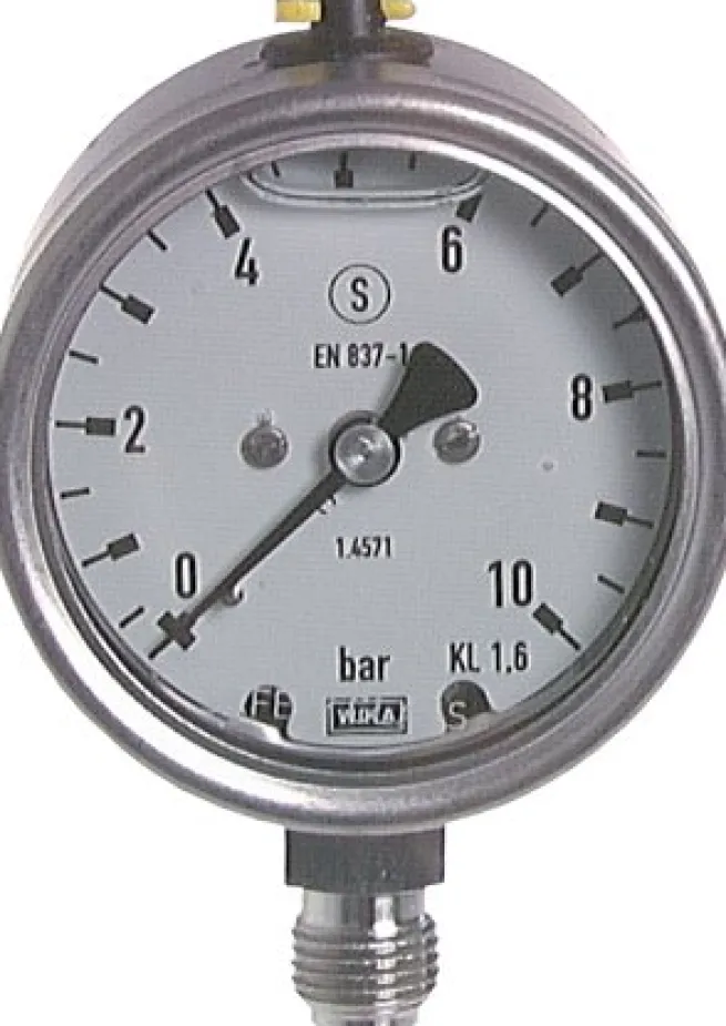 Gly.-Sicherheits-Manometer senkrecht,63mm, 0 - 10 bar