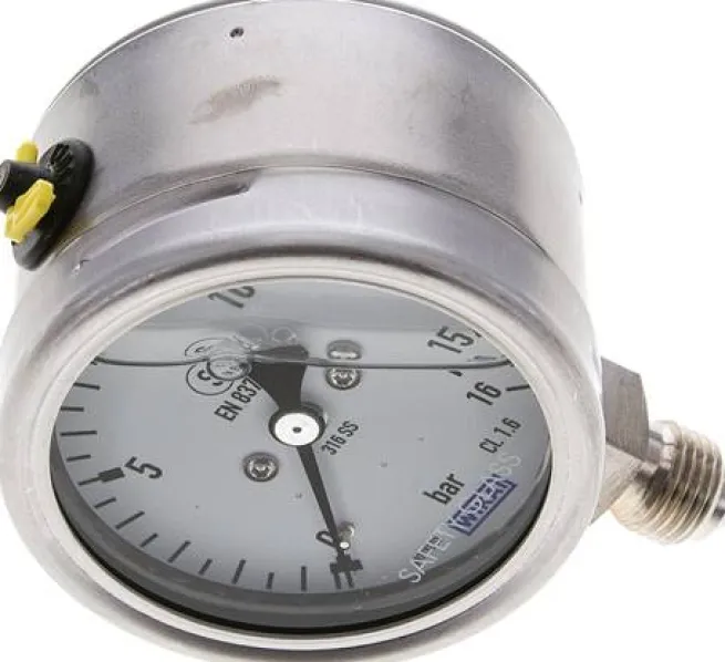 Gly.-Sicherheits-Manometer senkrecht,63mm, 0 - 16 bar