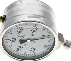Gly.-Sicherheits-Manometer senkrecht,100mm, -1 bis 0 bar