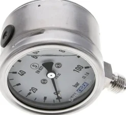 Gly.-Sicherheits-Manometer senkrecht,63mm, 0 - 100 bar