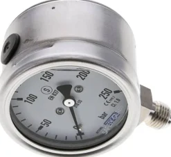 Gly.-Sicherheits-Manometer senkrecht,63mm, 0 - 250 bar