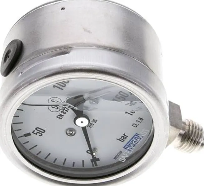 Gly.-Sicherheits-Manometer senkrecht,63mm, 0 - 160 bar