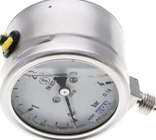Gly.-Sicherheits-Manometer senkrecht,63mm, 0 - 4 bar