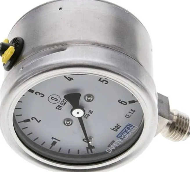 Gly.-Sicherheits-Manometer senkrecht,63mm, 0 - 6 bar