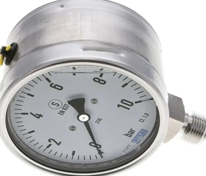 Gly.-Sicherheits-Manometer senkrecht,100mm, 0 - 10 bar