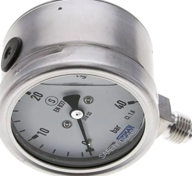 Gly.-Sicherheits-Manometer senkrecht,63mm, 0 - 40 bar