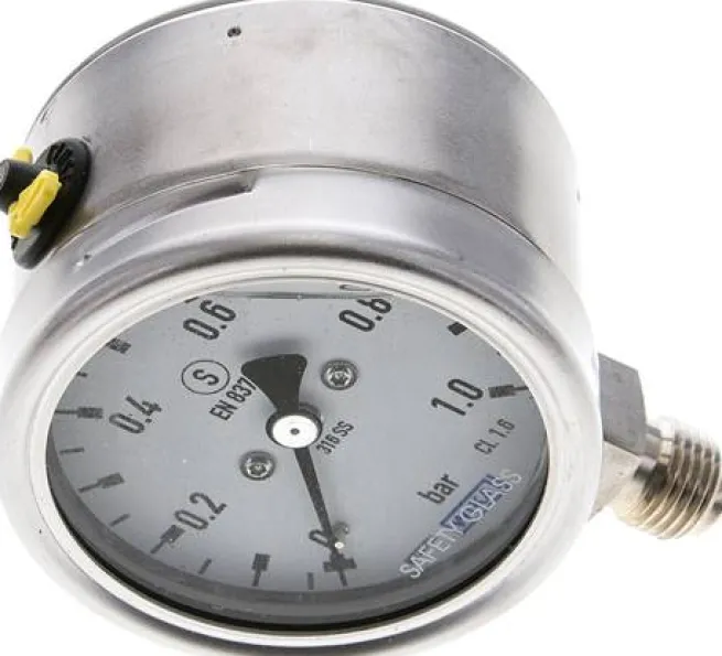 Gly.-Sicherheits-Manometer senkrecht,63mm, 0 - 1 bar