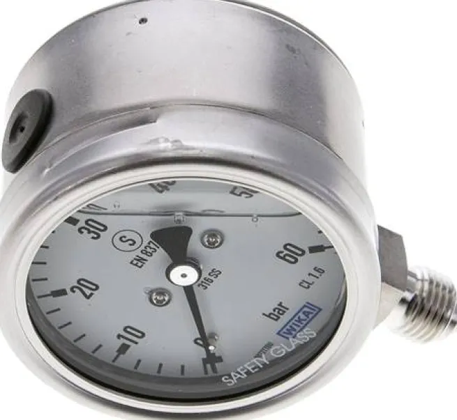 Gly.-Sicherheits-Manometer senkrecht,63mm, 0 - 60 bar