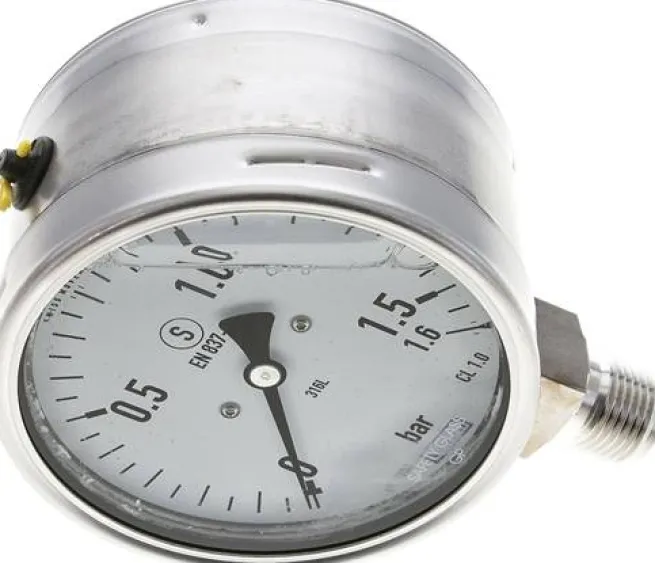 Gly.-Sicherheits-Manometer senkrecht,100mm, 0 - 1,6 bar