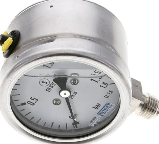 Gly.-Sicherheits-Manometer senkrecht,63mm, 0 - 1,6 bar