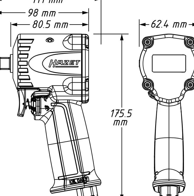 HAZET 1/2" Druckluft-Schlagschrauber 9012M-1 extra kurz