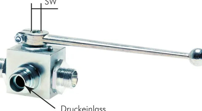 Hochdruck-3-Wege Kugelhahn, L-Bohrung, 25 S (M36x2), 0 bis 400bar