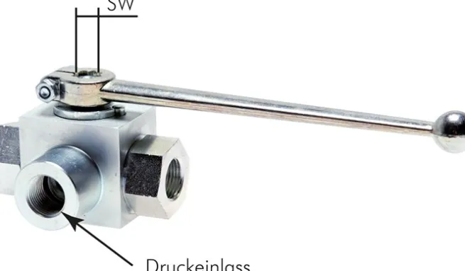 Hochdruck-3-Wege Kugelhahn, T-Bohrung, G 1/4", 0 bis 500bar