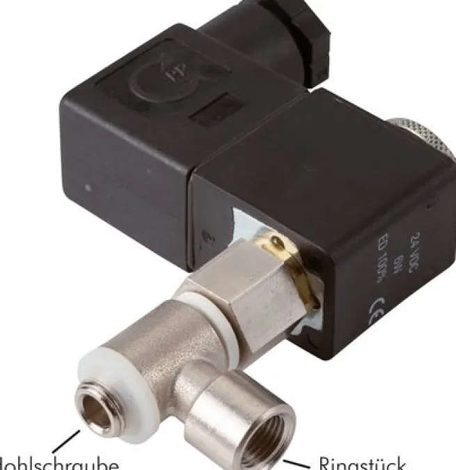 Hohlschrauben-Magnetventil G 1/8"-G 1/8", 2/2-Wege, 24 V= (NC)