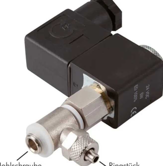 Hohlschrauben-Magnetventil G 1/8-6 x 4, 2/2-Wege, 24 V AC (NC)PE-Ringstück