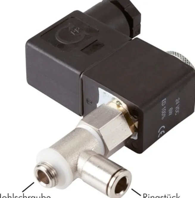 Hohlschrauben-Magnetventil G 1/8"-6, 3/2-Wege, 24 V= (NC)