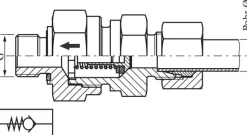 Hydraulik-Rückschlagventil 15 L (M22x1,5)-M 18x1,5, Stahl verzinkt, Durchfluss Rohr zu Gewinde