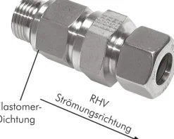 Hydraulik-Rückschlagventil 35 L (M45x2)-G 1-1/4", Stahl verzinkt, Durchfluss Gewinde zu Rohr