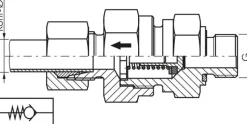 Hydraulik-Rückschlagventil 35 L (M45x2)-G 1-1/4", Stahl verzinkt, Durchfluss Gewinde zu Rohr