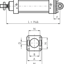 ISO 15552-Gabelschwenkbefestigung 32 mm, Aluminium mit Buchse