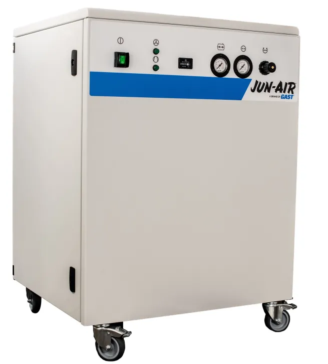 JUN-AIR ölfreier leiser Kompressor 2x120R-40M mit Tank schallgedämmt