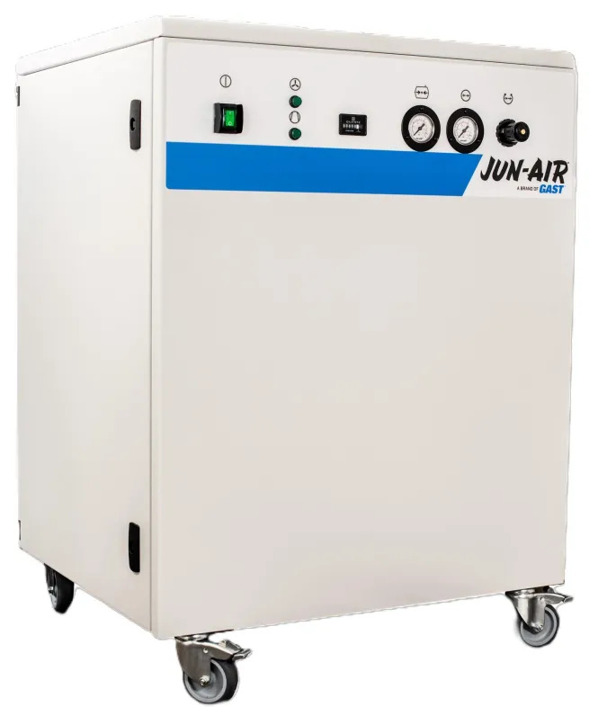 JUN-AIR ölfreier leiser Kompressor 2x106R-40M mit Tank schallgedämmt