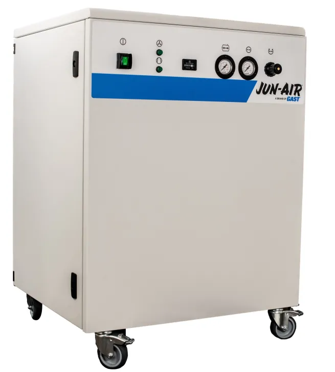 JUN-AIR ölfreier leiser Kompressor 120R-40MQ3 mit Adsorptiontrockner und Tank