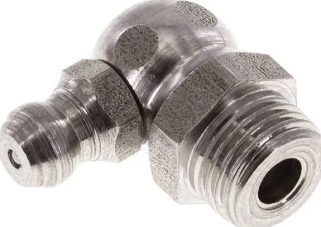 90° Kegelschmiernippel, R 1/8", 1.4305 (6-kant)