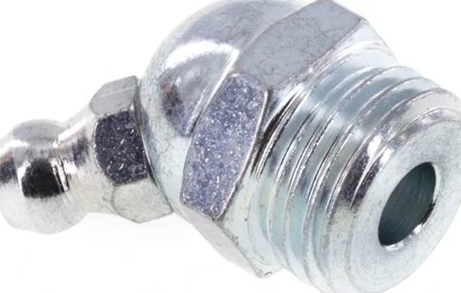 45° Kegelschmiernippel, R 1/4", Stahl verzinkt (6-kant)