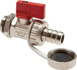 KFE-Kugelhahn G 1/2" mit Tülle, Messing vernickelt