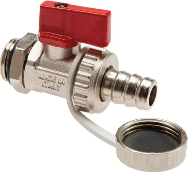 KFE-Kugelhahn G 1/2" mit Tülle, Messing vernickelt