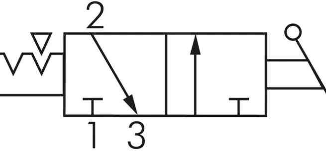Kipphebelventil 3/2-Wege, Druckeingang: Ringstück, 4 mm (außen)-G 1/8" (AG)