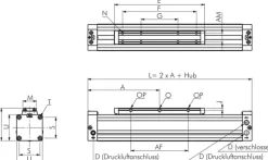 Kolbenstangenloser Zylinder,Kolben Ø 18 mm, Hub 200 mm