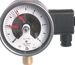 Kontaktmanometer (CrNi/Ms), senkr., 160mm, -1 bis 5 bar, 1 Öffner- 1 Schliesskontakt