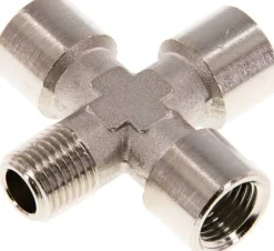 Kreuzstück G 1/4"(IG)-R 1/4"(AG), Messing vernickelt