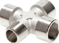 Kreuzstück G 1/4"(IG)-R 1/4"(AG), Messing vernickelt