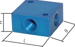 Kreuz-Verteiler 4 x G 1/2",Aluminium