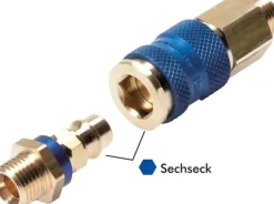Kupplungsstecker (NW7,2) G 1/4"(AG), blau, Sechseck SW12