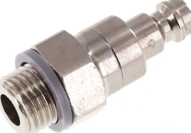 Kupplungsstecker (NW5) G 1/4"(AG), Messing vernickelt, beidseitig absperrend