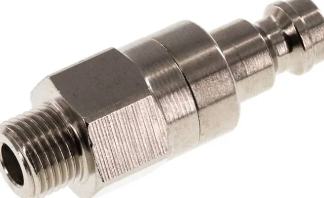 Kupplungsstecker (NW5) G 1/8"(AG), Messing vernickelt, beidseitig absperrend