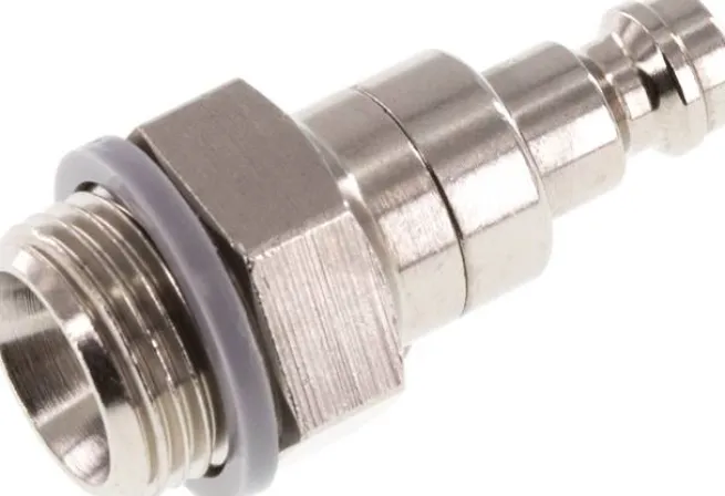 Kupplungsstecker (NW5) G 3/8"(AG), Messing vernickelt, beidseitig absperrend