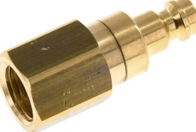 Kupplungsstecker (NW5) G 1/4"(IG), Messing, beidseitig absperrend
