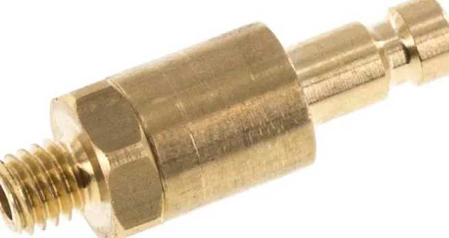 Kupplungsstecker (NW2,7) M 5(AG), Messing, beidseitig absperrend