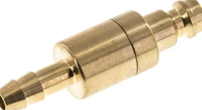 Kupplungsstecker (NW5) 6 (1/4")mm Schlauch, Messing, beidseitig absperrend