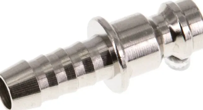 Kupplungsstecker (NW5) 6 (1/4")mm Schlauch, Messing vernickelt