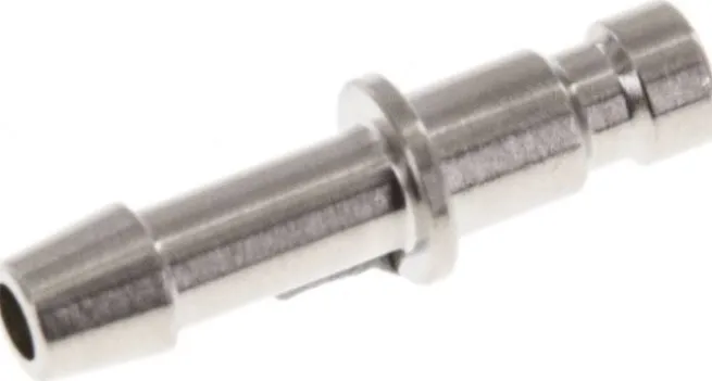 Kupplungsstecker (NW2,7) 4mm Schlauch, Messing vernickelt