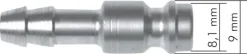 Kupplungsstecker (NW5) 4mm Schlauch, Messing vernickelt