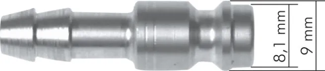 Kupplungsstecker (NW5) 4mm Schlauch, Messing vernickelt