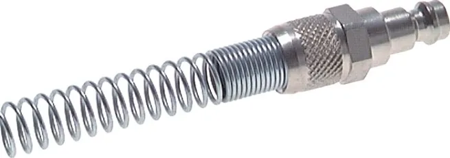 Kupplungsstecker (NW5) 6x4mm Schlauch m. Knickschutz, Messing