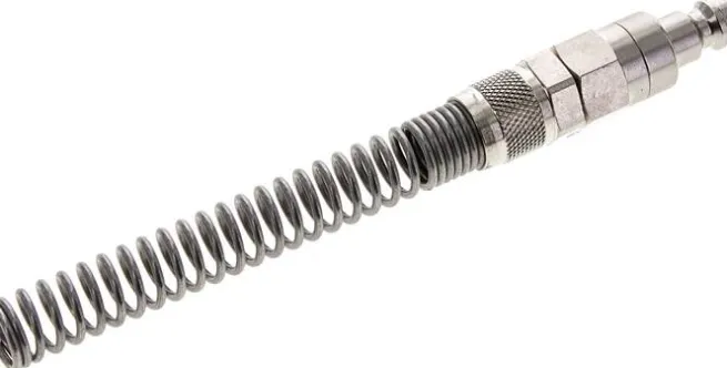 Kupplungsstecker (NW5) 8x6mm Schlauch m. Knickschutz, beidseitig absperrend, Messing vernickelt